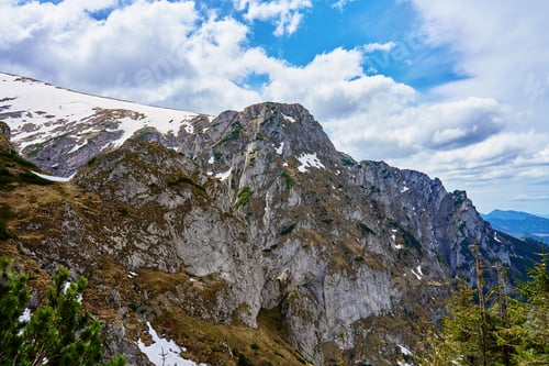Preview: Rugged rocky mountain slope with patches of snow. Tatra mountains