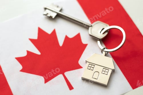 Preview: House with the flag of Canada. Immigration to Canada.