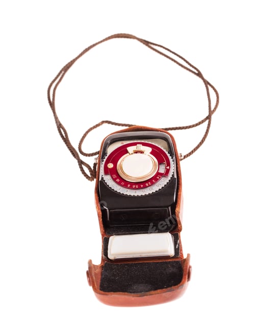 Preview: Old exposure meter in leather case.