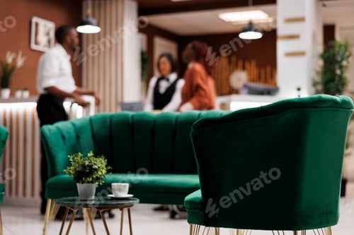 Preview: Luxury hotel lobby lounge area with sofa