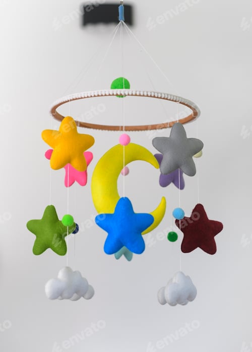 Preview: Colorful Baby crib mobile hanging, kids room decoration music toy,