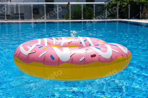 Preview: pink inflatable donut doughnut floating mattress in swimming