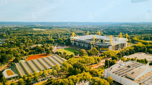Preview: Aerial shot of football stadium BVB Borussia, Signal Iduna Park in Dortmund, Germany.