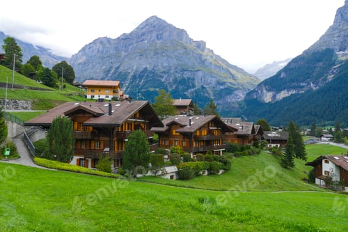 Preview: View of Grindelwald village in Switzerland.