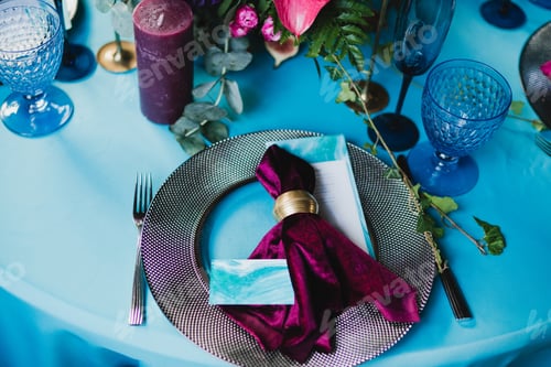 Preview: Table setting at the wedding reception.