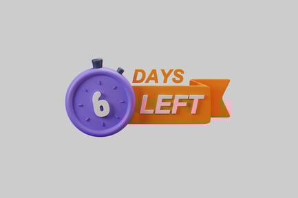 Preview: Stopwatch with numeral six and "days left" banner