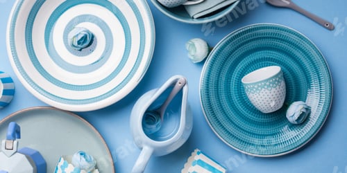 Preview: Blue pastel ceramic tableware crockery