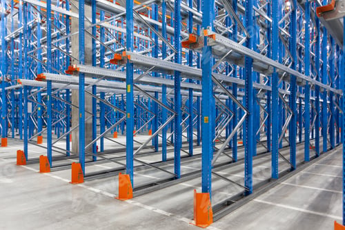 Preview: Empty storage racks in a warehouse