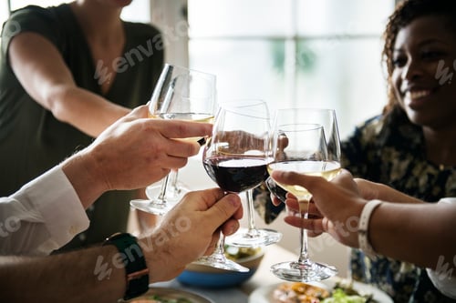 Preview: Friends gathering having Italian food together