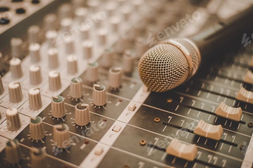 Preview: Microphone and mixing console.