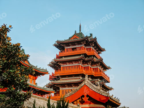 Preview: Beautiful shot of a historic Kaifeng temple in China