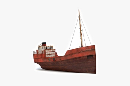 Preview: Weathered red ship with mast and cabin