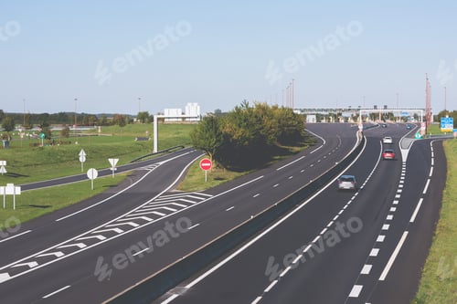 Preview: Miltilane highway with a toll payment point