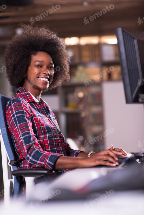 Preview: portrait of a young successful African-American woman in modern