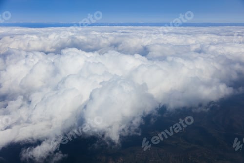 Preview: Blue sky with clouds, aerial photography