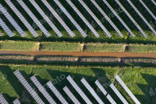 Preview: Aerial view of a solar panel plant