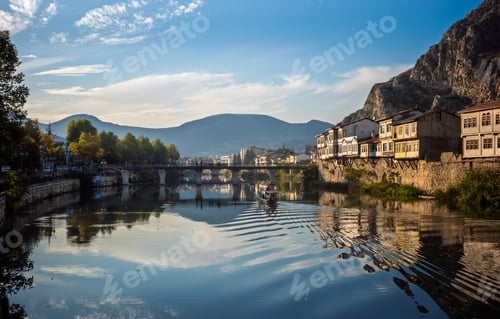 Preview: Amasya Turkey riverside Ottoman houses and bridge