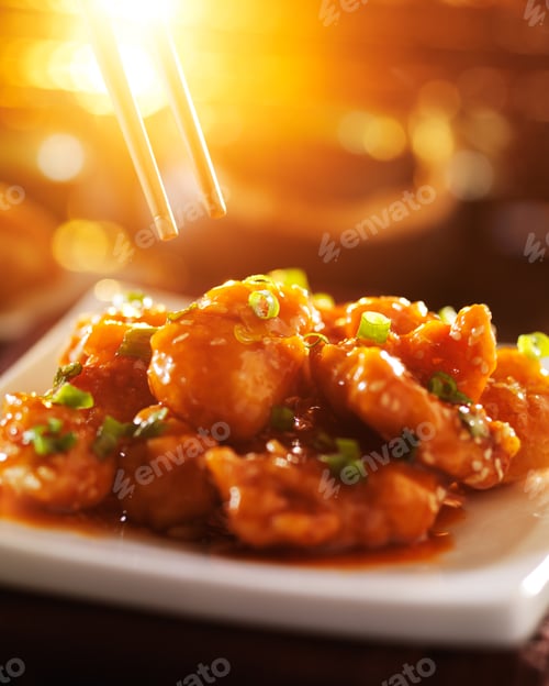 Preview: eating chinese food - sesame chicken