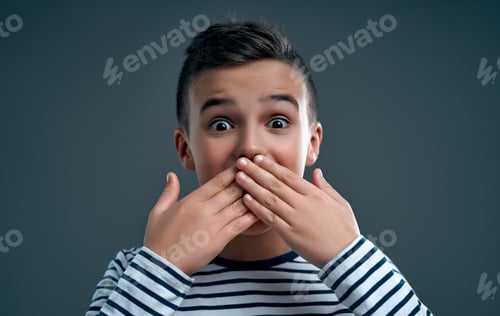 Preview: Fashionable boy on a gray background