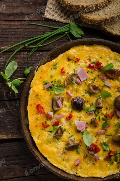 Preview: Fresh omelette, pickles mushrooms and chilli