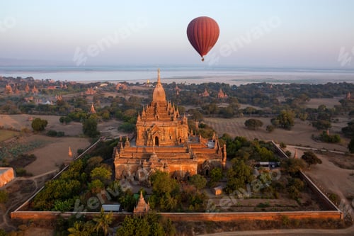 Preview: Aerial view of the Sulamani Temple in the Archaeological Zone of the ancient city of Bagan in