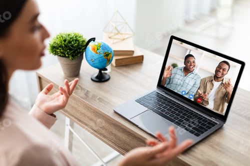 Preview: Tour Agent Video Calling Customers Having Online Consultation In Office