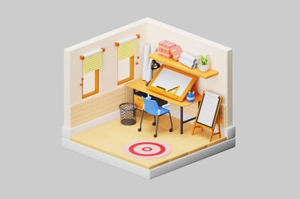 Preview: Isometric artist studio room interior