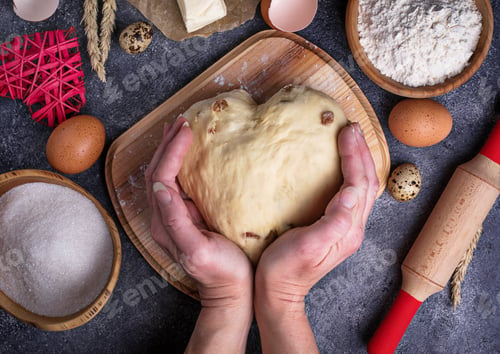 Preview: Female hands knead the dough. Backing concept