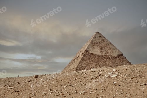 Preview: Close view of a pyramid in Egypt on a stormy day.