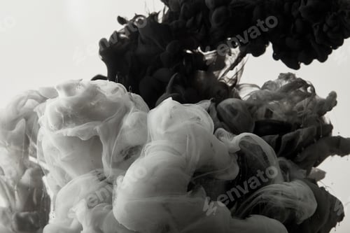 Preview: black and white pattern with mixing paint splash
