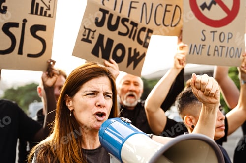 Preview: Multiracial people protesting against financial crisis and global inflation
