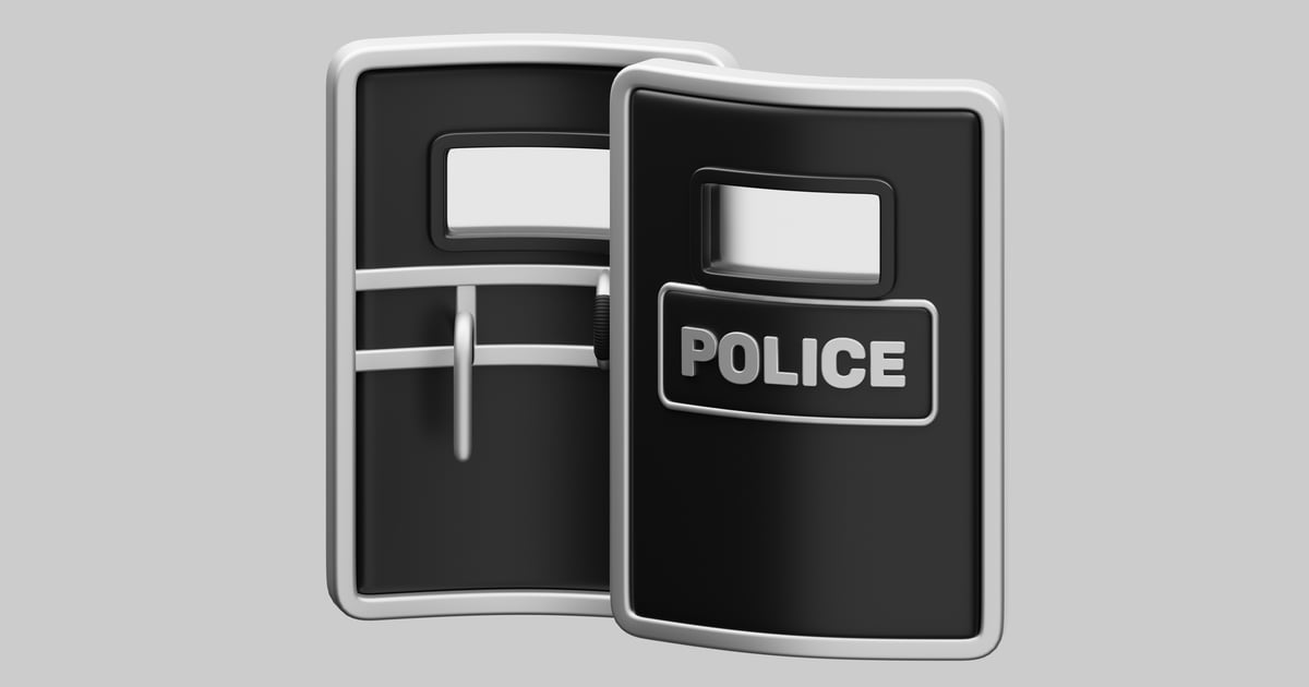 Riot police shield pair 3D, Incl. black & enforcement - Envato