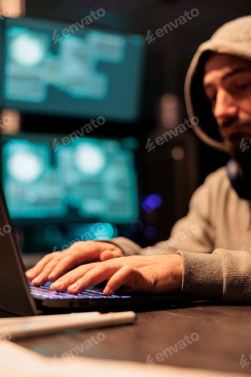 Preview: IT coder hacking security system on computer