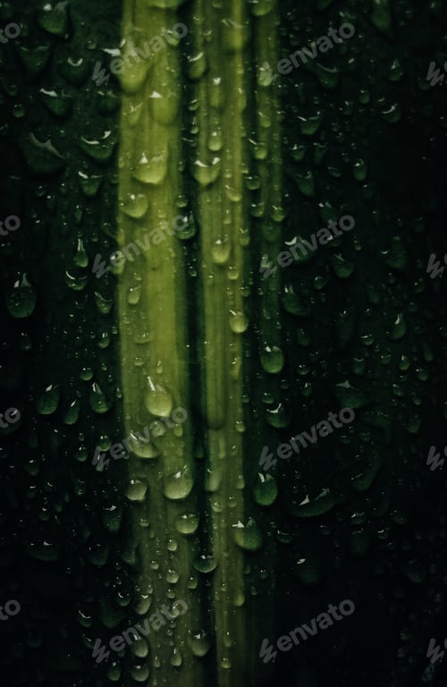 Preview: water drops on green leaf