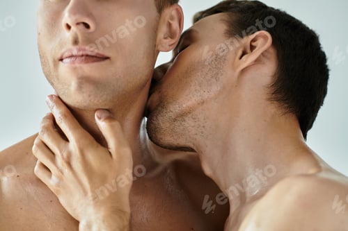 Preview: Tender moments shared between a young gay couple in a serene setting capturing their love