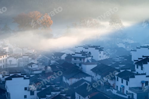Preview: the early morning sun shone on shicheng village