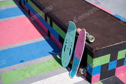 Preview: Two children's skateboards in close-up