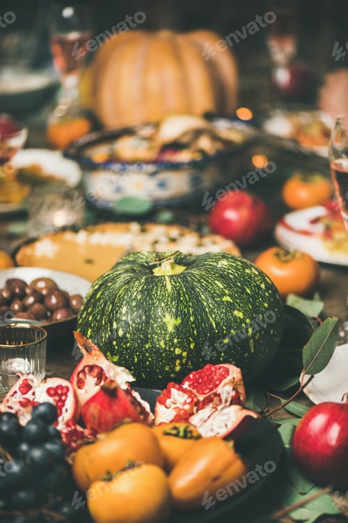Preview: Festive Christmas table with different snacks, selective focus