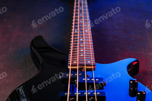 Preview: Electric guitar body in the dark close up