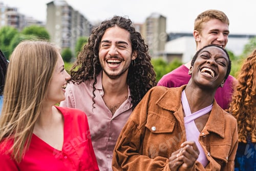 Preview: Young multiracial friends smiling