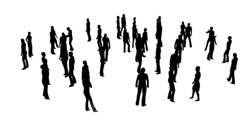 Preview: Collection with silhouettes people white on white background