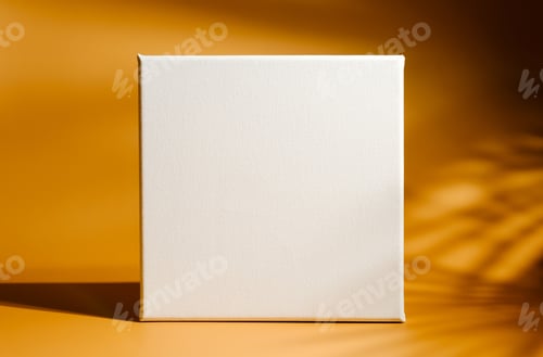 Preview: Blank canvas frame on orange background.