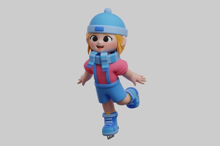 Preview: Cartoon ice skater girl character