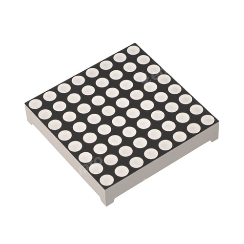Preview: 8x8 LED dot matrix display isolated on white.
