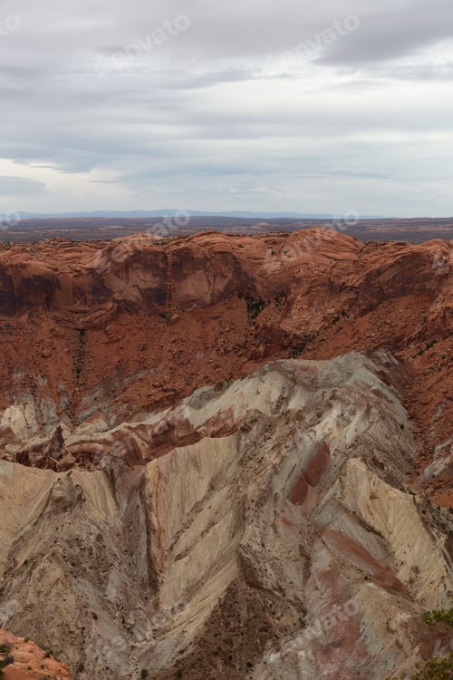 Preview: Scenic American Landscape and Red Rock Mountains in Desert Canyon.