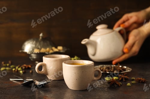 Preview: Traditional Indian hot drink with milk and spices - Masala tea