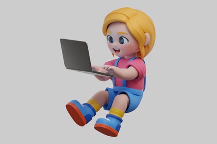 Preview: Cartoon girl with laptop