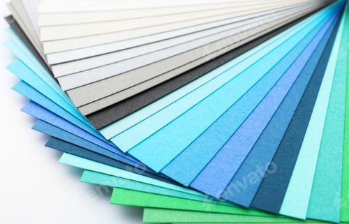 Preview: Color palette samples on white background, closeup