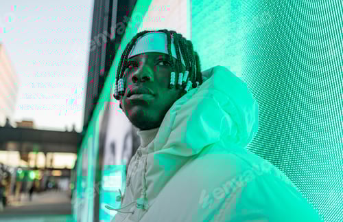 Preview: black man city night lights