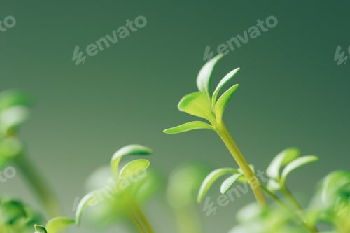 Preview: Young shoots of parsley against green background